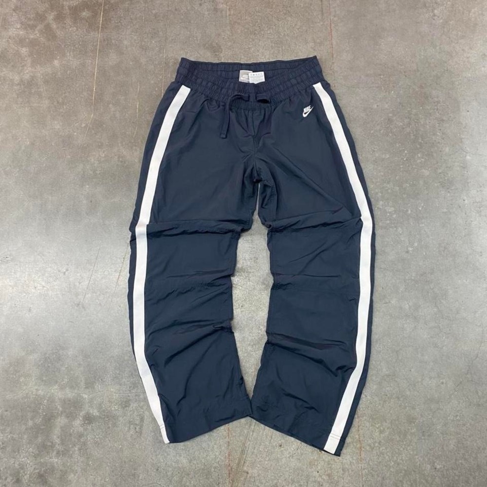Nike Navy Track Pants White Side Stripe‎ Y2K Sportswear Kids Size L (12-14)